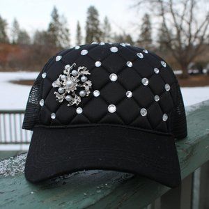 NEW Black w/ Bling Trucker Hat - Handmade
